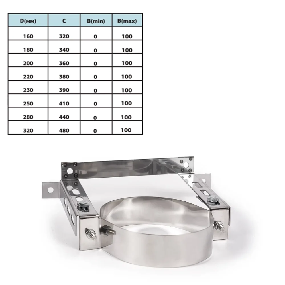 Дистанційний стіновий хомут для димоходу 0-100 мм