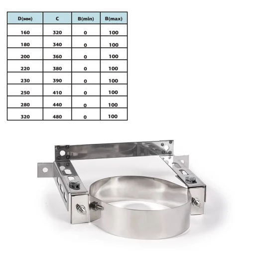 Дистанційний стіновий хомут для димоходу 0-100 мм
